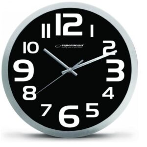 Esperanza EHC013K Wall Clock - Zurich - Black Kvarcinis laikrodis Ovalus Juoda, Balta