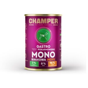 CHAMPER Gastro Monoprotein Turkey - drėgnas ėdalas šunims - 400g