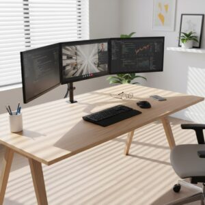 Maclean 3 monitorių laikiklis, dujinė spyruoklė, 17–27 coliai, 2–8 kg, juodas, MC-137 - Image 2