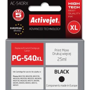 Activejet AC-540RX rašalas (pakaitalas Canon PG-540XL; Premium; 25 ml; juodas) - Image 2