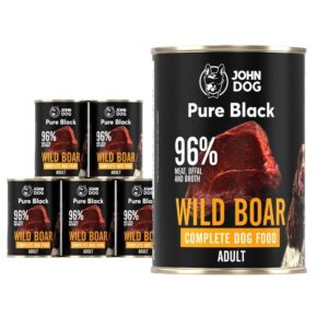 JOHN DOG Pure Black Wild Boar - drėgnas ėdalas šunims - 6 x 400g