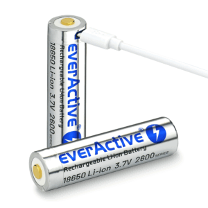 Akumuliatorius everActive 18650 3,7 V ličio jonų 2600 mAh micro USB su apsaugine dėžute - Image 2