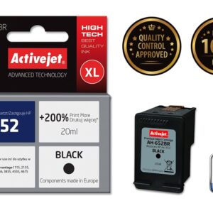 Activejet " AH-652BR" rašalas (pakaitinis HP 652 F6V25AE; "Premium"; 20 ml; juodas)