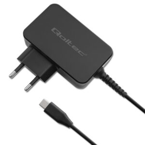 Qoltec 52386 GaN POWER PRO įkroviklis | 1xUSB-C | 65W | 5-20V | 3-3,25A | Juoda