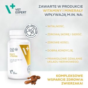 VET EXPERT Multivitaminų - vitaminų ir mineralų preparatas šunims ir katėms - 30 kapsulių. - Image 3