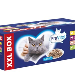PREVITAL XXL BOX Skonių Mišinys su Vištiena, Veršiena, Lašiša ir Kepenimis padaže - šlapias kačių maistas - 48 x 100g - Image 2