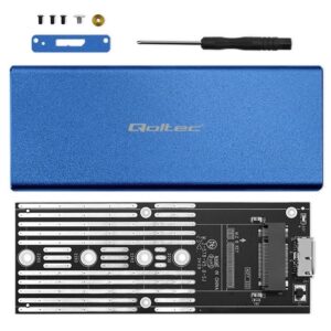 Qoltec 51832 Korpusas | M.2 SSD diskas | SATA | NGFF| USB 3.0 | Super greitis 5Gb/s | 2TB | Mėlyna - Image 3
