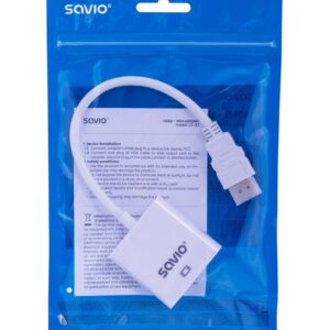 Savio CL-27B vaizdo kabelio adapteris 0,1 m HDMI A tipo (standartinis) VGA (D-Sub) Balta - Image 2