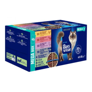 OptiVital saszetki - pełnoporcjowa karma dla dorosłych kotów. Z kurczakiem, wołowiną, jagnięciną i cielęciną  40x85g