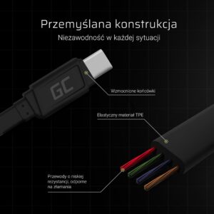 Green Cell KABGC03 USB kabelis 0,25 m USB A USB C Juoda - Image 3