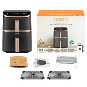 Cosori Turbo Tower Pro Smart Vienas 10,8 L Autonominės 2630 W Karšto oro gruzdintuvė Juoda, Auksas - Image 3