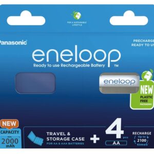 Įkraunamos baterijos PANASONIC ENELOOP AA 2000 mAh 4 szt + langelis (BK-3MCDE/4CP+CASE)