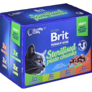 BRIT Premium Cat Sterilised Plate - drėgno kačių ėdalo - 12x100g