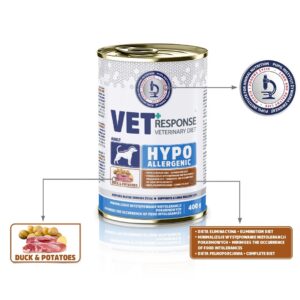 VET RESPONSE Hypoallergenic Duck - drėgnas ėdalas šunims - 400g - Image 2