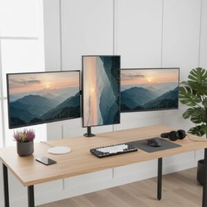 Maclean 3 monitorių laikiklis, dujinė spyruoklė, 17–27 coliai, 2–8 kg, juodas, MC-137 - Image 3