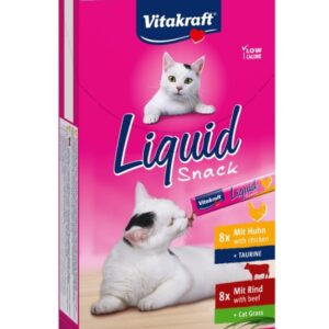 VITAKRAFT Cat Liquid-Snack with beef and chicken - skanėstas katėms - 16 x 15g