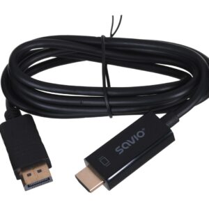 Savio CL-56 vaizdo kabelio adapteris 1,5 m DisplayPort HDMI A tipo (standartinis) Juoda