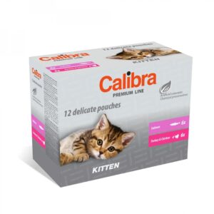 CALIBRA Cat Premium Kitten Pouches multipack - šlapias kačių maistas - 12x100g