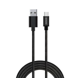 Savio CL-129 USB kabelis 2 m USB 2.0 USB A USB C Juoda