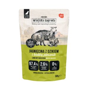 WIEJSKA ZAGRODA Lamb with wild boar - drėgnas ėdalas šunims - 500g