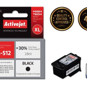 Activejet AC-512R rašalas (pakaitalas Canon PG-512; Premium; 18 ml; juodas) - Image 2