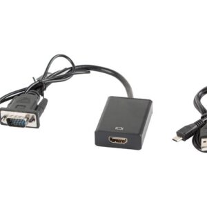 Lanberg AD-0021-BK vaizdo kabelio adapteris 0,2 m HDMI A tipo (standartinis) VGA (D-Sub) Juoda