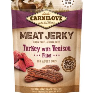 CARNILOVE Meat Jerky Turkey with Venison - užkandis šunims - 100 g