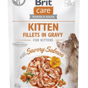 BRIT Care Cat Kitten Savory Salmon Pouch - šlapias kačių maistas - 85 g