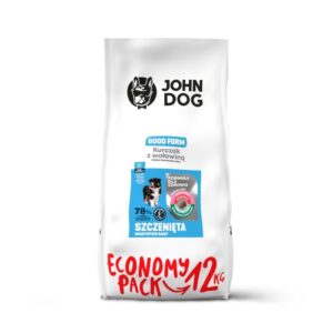 JOHN DOG Good Form Puppy Chicken with beef - sausas maistas šunims - 12 kg
