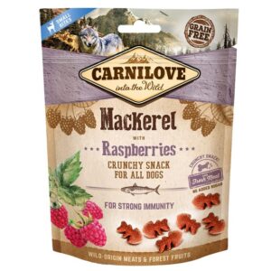CARNILOVE Šviežia traški skumbrė + avietės - skanėstas šunims - 200 g