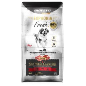 BIOFEED Euphoria Fresh Adult Medium & Large Pork with beef - sausas maistas šunims - 2kg