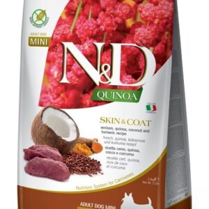 FARMINA N&D Quinoa Dog Skin&Coat Venison, Coconut Adult Mini  - sausas maistas šunims - 2.5 kg