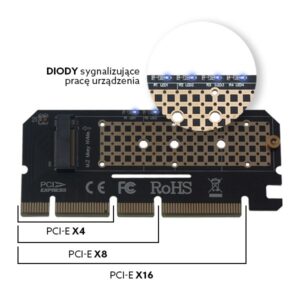Savio AK-41 išplėtimo kortelė, M.2 NVMe M-Key PCI-E adapteris - Image 2