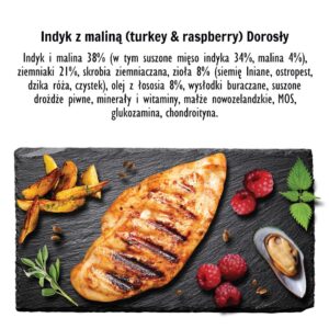 PAKA ZWIERZAKA Turkey with raspberry M - sausas maistas šunims - 9kg - Image 3