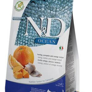 FARMINA N&D Ocean Herring Pumpkin&Orange Adult - sausas kačių maistas - 1,5 kg