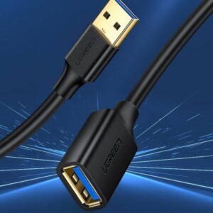 Ugreen USB 3.0 (moteriškas) – USB 3.0 (vyriškas) 1 m (juodas) prailginimo kabelis su adapteriu - Image 2