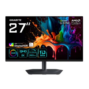 GIGABYTE MO27Q3 kompiuterio monitorius 68,6 cm (27") 2560 x 1440 pikseliai Quad HD QD-OLED Juoda
