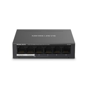 Mercusys MS106LP tinklo komutatorius Valdomas Fast Ethernet (10/100) Maitinimas per Eternetą (PoE) Juoda