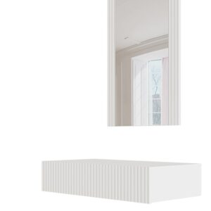 Tualetinis staliukas su veidrodžiu PAFOS 80x41,6x100 baltas matinis - Image 2