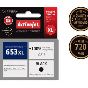 Activejet AH-653BRX rašalas HP spausdintuvams; HP 653XL 3YM75AE pakaitalas; Premium; 720 puslapių; juodas - Image 2
