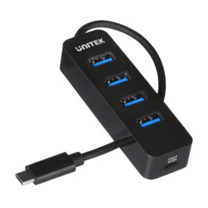 UNITEK KONCENTRATORIUS USB-C 4XUSB-A 3.1, AKTYVUS, 10 VATŲ, H1117B