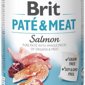 BRIT Paté & Meat su lašiša - šlapias šunų maistas - 800g