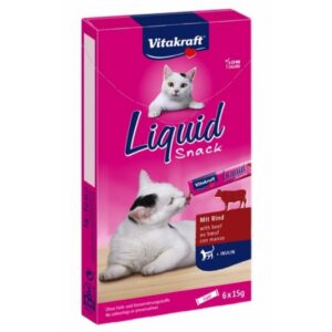 VITAKRAFT Cat Liquid-Snack with beef - skanėstas katėms - 6 x 15g