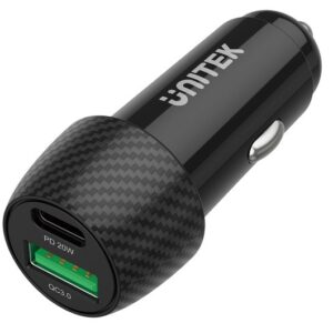 Unitek P1400A automobilinis įkroviklis 38W USB-A USB-C QC 3.0