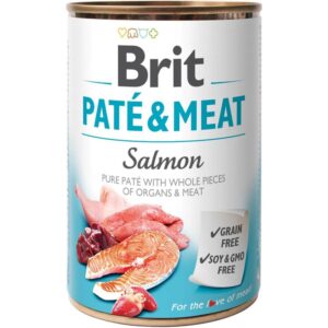 BRIT Paté & Meat su lašiša - šlapias šunų maistas - 400g