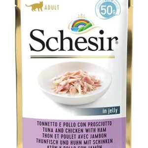 SCHESIR in jelly Tuna and chicken with ham - šlapias kačių maistas - 50 g