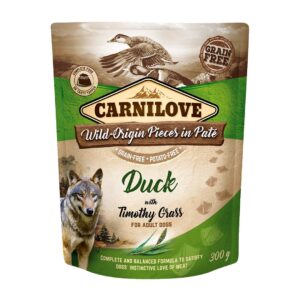 CARNILOVE Dog Pouch Duck & timothy grass - drėgnas ėdalas šunims - 300g