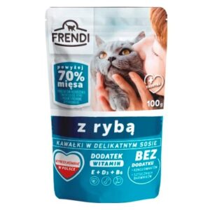 FRENDI Gabaliukai padaže su žuvimi - drėgno kačių ėdalo - 100 g