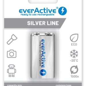 Įkraunamos baterijos everActive Ni-MH 6F22 9V 250 mAh Silver Line