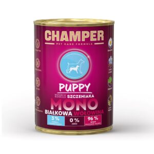 CHAMPER Puppy Monoprotein Beef - drėgnas ėdalas šunims - 400g